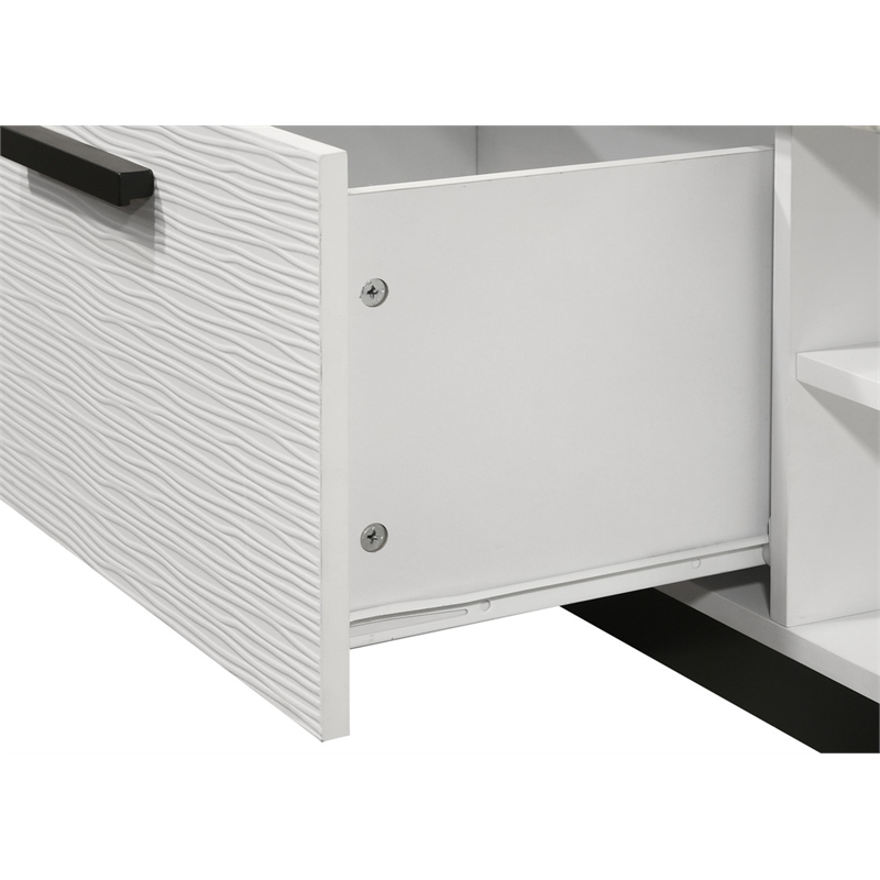 Pemberly Row Set of 2 White Coffee Table and TV Stand with Drawers