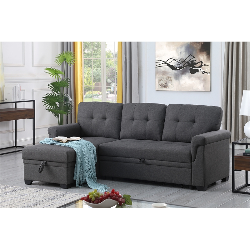 Pemberly Row Set of 3 TV Stand and Coffee Table and Reversible Sleeper Sofa