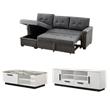 Pemberly Row Set of 3 TV Stand and Coffee Table and Reversible Sleeper Sofa