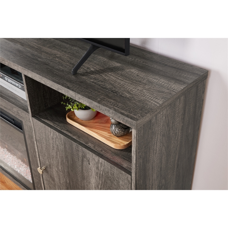 Pemberly Row Set of 2 Fireplace TV Console and Reversible Sleeper Sofa