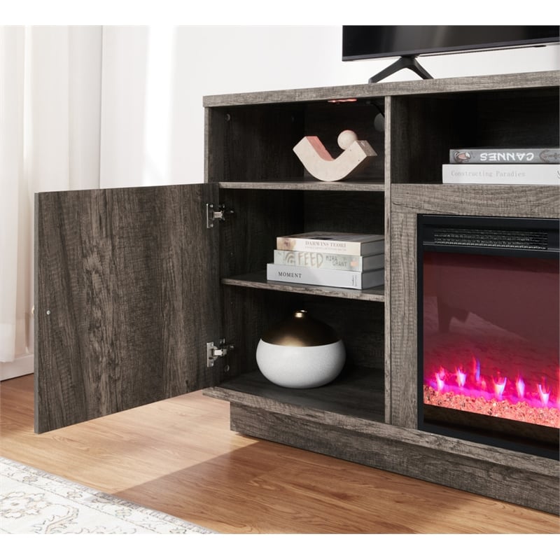 Pemberly Row Set of 2 Fireplace TV Console and Reversible Sleeper Sofa