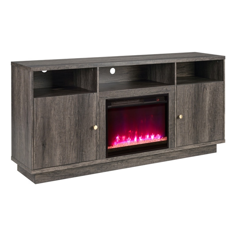 Pemberly Row Set of 2 Fireplace TV Console and Reversible Sleeper Sofa