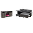 Pemberly Row Set of 2 Fireplace TV Console and Reversible Sleeper Sofa