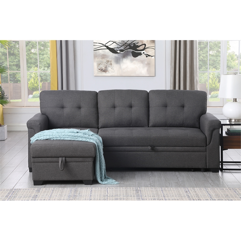 Pemberly Row Set of 2 End Table with Pedestal Base and Reversible Sleeper Sofa