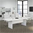 Pemberly Row Set of 7 - White Conference Table & 6 Dark Gray Executive Chairs