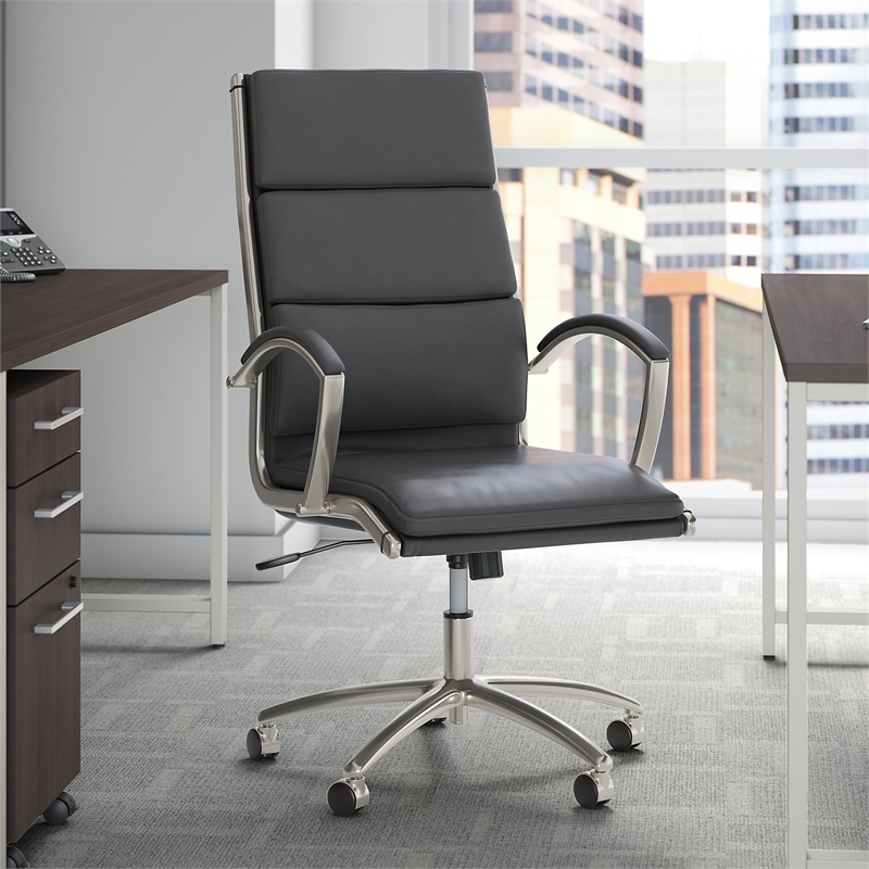 Pemberly Row Set of 7 - Gray Conference Table & 6 Dark Gray Executive Chairs