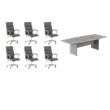 Pemberly Row Set of 7 - Gray Conference Table & 6 Dark Gray Executive Chairs