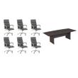 Pemberly Row Set of 7 - Gray Conference Table & 6 Dark Gray Executive Chairs