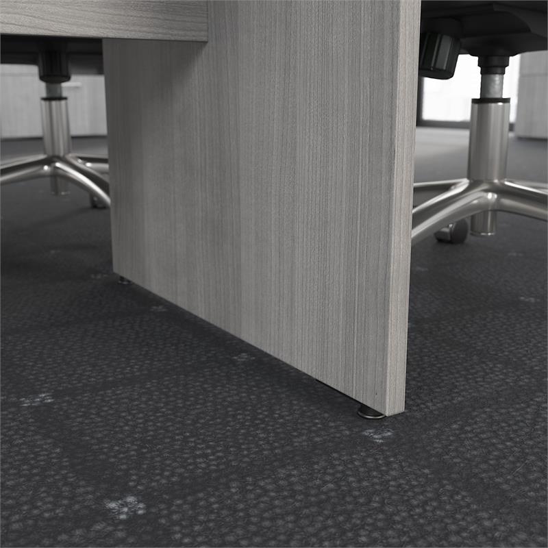 Pemberly Row Set of 7 - Gray Conference Table & 6 Light Gray Executive Chairs