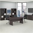 Pemberly Row Set of 7 - Gray Conference Table & 6 Light Gray Executive Chairs