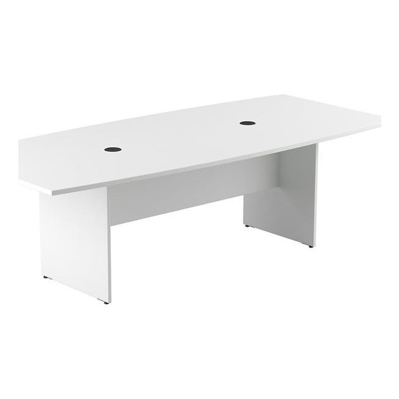 Pemberly Row Set of 7 - White Conference Table & 6 Black Executive Chairs