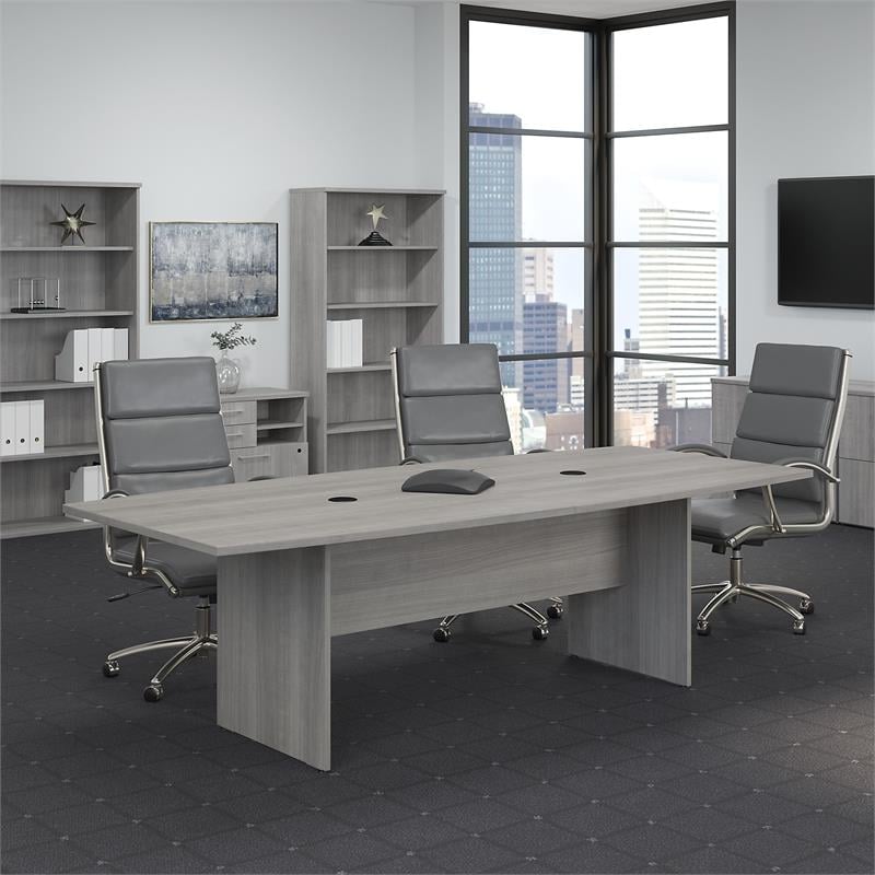 Pemberly Row Set of 7 - Gray Conference Table & 6 Black Executive Chairs