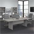Pemberly Row Set of 7 - Gray Conference Table & 6 Black Executive Chairs