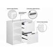 Pemberly Row Set of 2 L-shaped Desk & 2-Drawer & 3-Shelf File Cabinet in White
