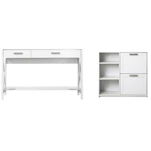 Pemberly Row Set of 2 White 47&quot Wrinting Desk & 2-Drawer & 3-Shelf File Cabinet