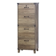 Pemberly Row Set of 2 Wood L-shaped Desk & 4-Drawers Lateral File in Brown