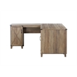 Pemberly Row Set of 2 Wood L-shaped Desk & 4-Drawers Lateral File in Brown