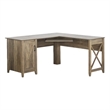 Pemberly Row Set of 2 Wood L-shaped Desk & 4-Drawers Lateral File in Brown