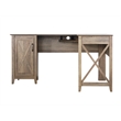 Pemberly Row Set of 2 Wood L-shaped Desk & 4-Drawers Lateral File in Brown