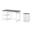 Pemberly Row Set of 2 White/Gray Oak 3-Drawer Filing Cabinet & 47