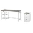 Pemberly Row Set of 2 White/Gray Oak 3-Drawer Filing Cabinet & 59