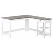 Pemberly Row Set of 2 L-Shaped Writing Desk & Lateral File Cabinet in White/Gray