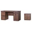 Pemberly Row Set of 2 Wood Lateral Filing Cabinet & Executive Desk - Dark Walnut