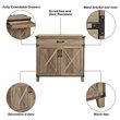 Pemberly Row Set of 2 Wood Laptop Credenza & Writing Desk in Rustic Oak
