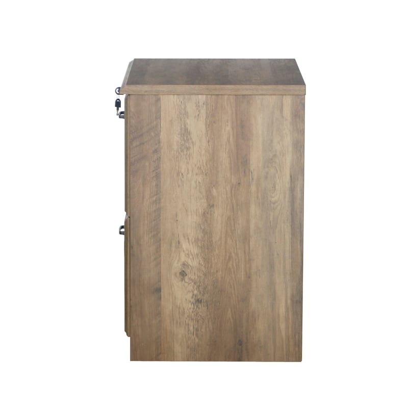 Pemberly Row Set of 2 Lateral Filing Cabinet & Executive Desk in Rustic Oak