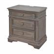 Pemberly Row Set of 2 Gray Wood Upholstered Panel Queen Bed & Nightstand