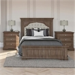 Pemberly Row Set of 3 Gray Wood Upholstered Panel Queen Bed & 2 Nightstands