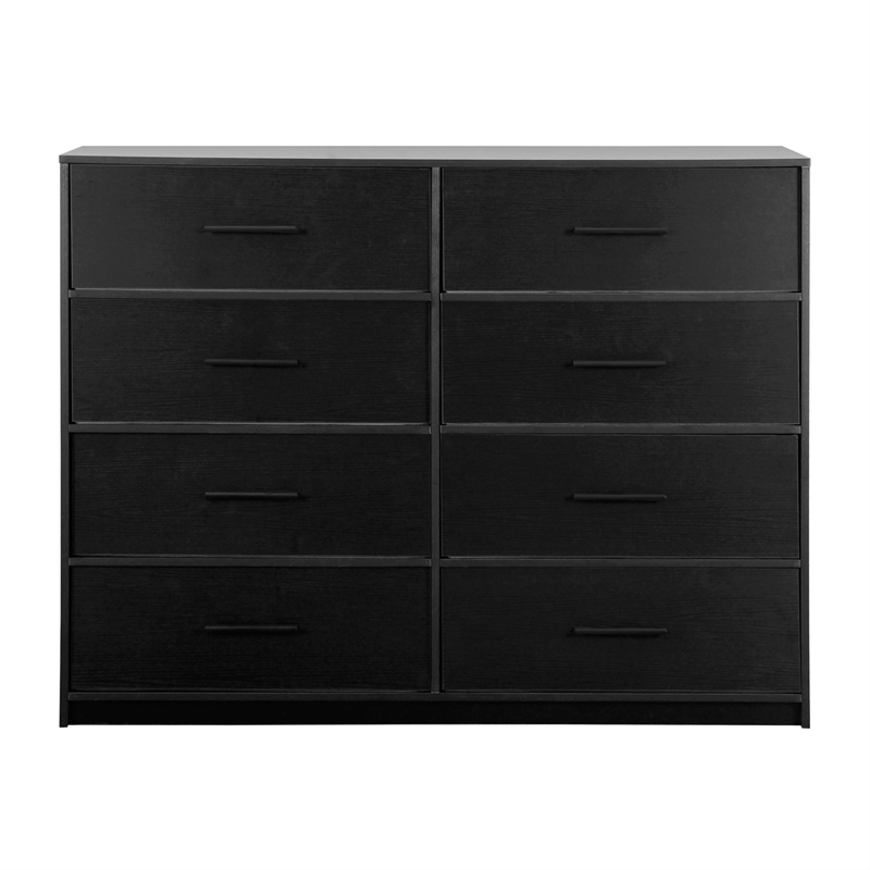 Pemberly Row Set of 2 5-Drawer & 8-Drawer Dressers in Black