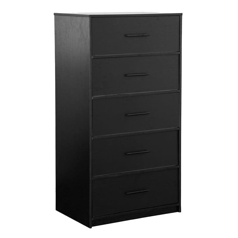 Pemberly Row Set of 2 5-Drawer & 6-Drawer Dressers in Black