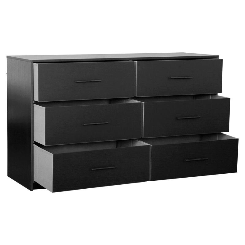 Pemberly Row Set of 2 5-Drawer & 6-Drawer Dressers in Black