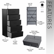 Pemberly Row Set of 2 5-Drawer & 6-Drawer Dressers in Black