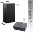Pemberly Row Set of 2 5-Drawer & 6-Drawer Dressers in Black