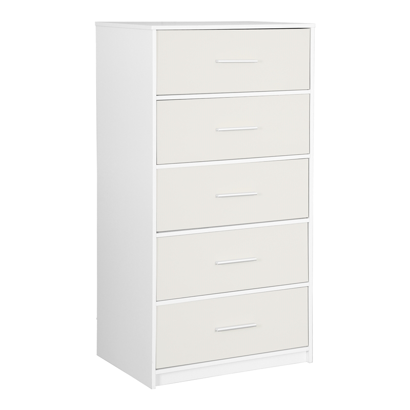 Pemberly Row Set of 2 5-Drawer & 8-Drawer Dressers in White