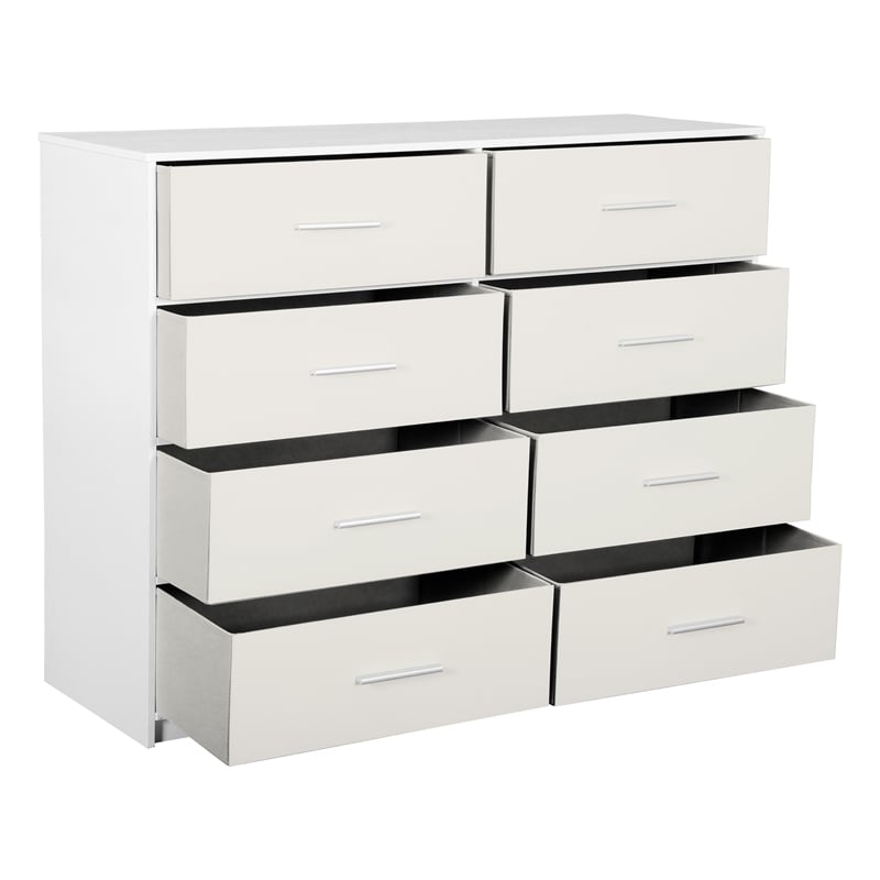 Pemberly Row Set of 2 5-Drawer & 8-Drawer Dressers in White