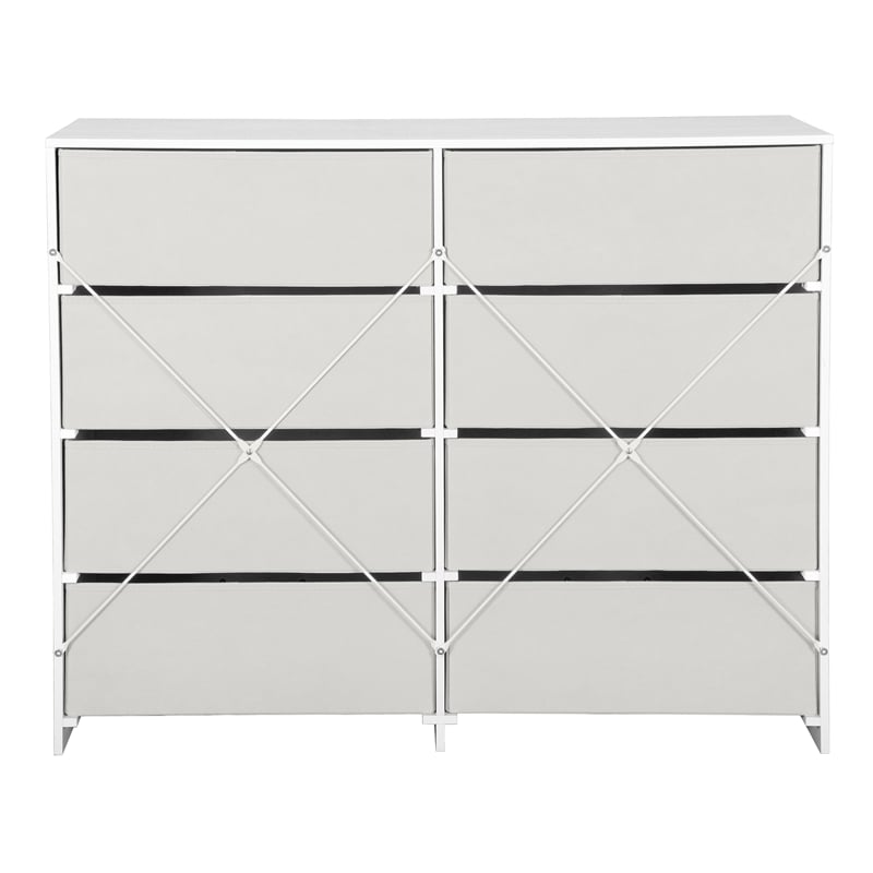 Pemberly Row Set of 2 5-Drawer & 8-Drawer Dressers in White