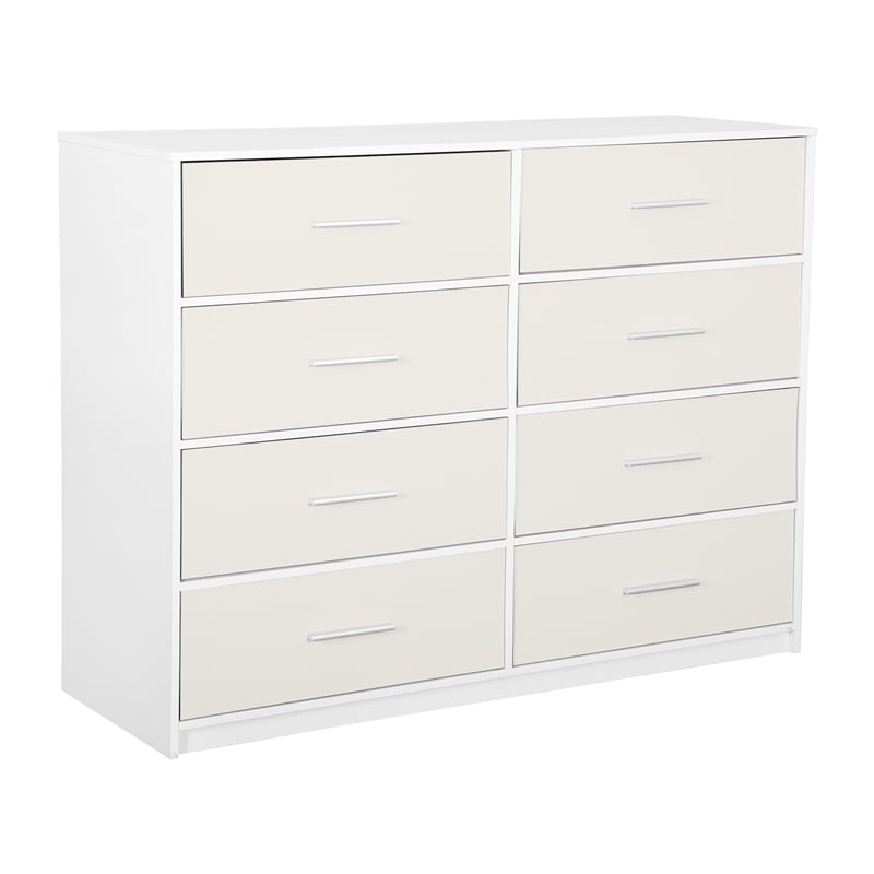 Pemberly Row Set of 2 5-Drawer & 8-Drawer Dressers in White