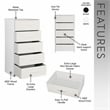 Pemberly Row Set of 2 5-Drawer & 8-Drawer Dressers in White