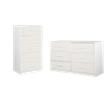 Pemberly Row Set of 2 5-Drawer & 6-Drawer Dressers in White