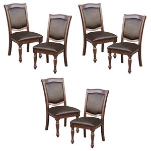 Pemberly Row Traditional Wood Dining Side Chair in Brown Cherry (Set of 6)