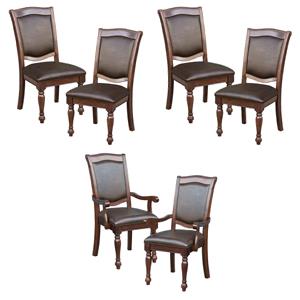 Pemberly Row Wood Dining Side & Arm Chairs in Brown Cherry (Set of 6)