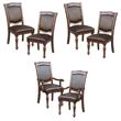 Pemberly Row Wood Dining Side & Arm Chairs in Brown Cherry (Set of 6)