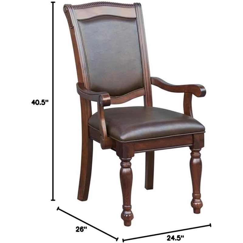Pemberly Row Wood Dining Side & Arm Chairs in Brown Cherry (Set of 8)