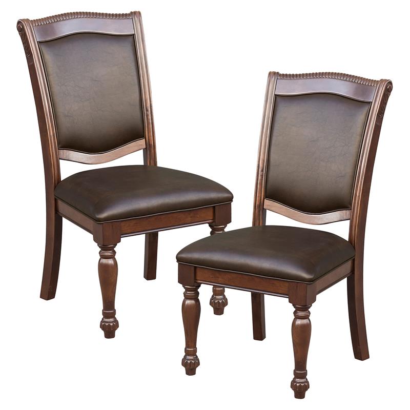 Pemberly Row Wood Dining Side & Arm Chairs in Brown Cherry (Set of 8)