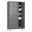 Pemberly Row Metal Locker with 18 Doors for School & Employees in Dark Gray