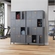 Pemberly Row Metal 12 Door lockers for Multi-purpose Use in Dark Grey