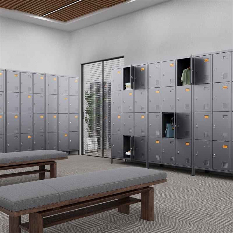 Pemberly Row Metal 12 Door lockers for Multi-purpose Use in Dark Grey